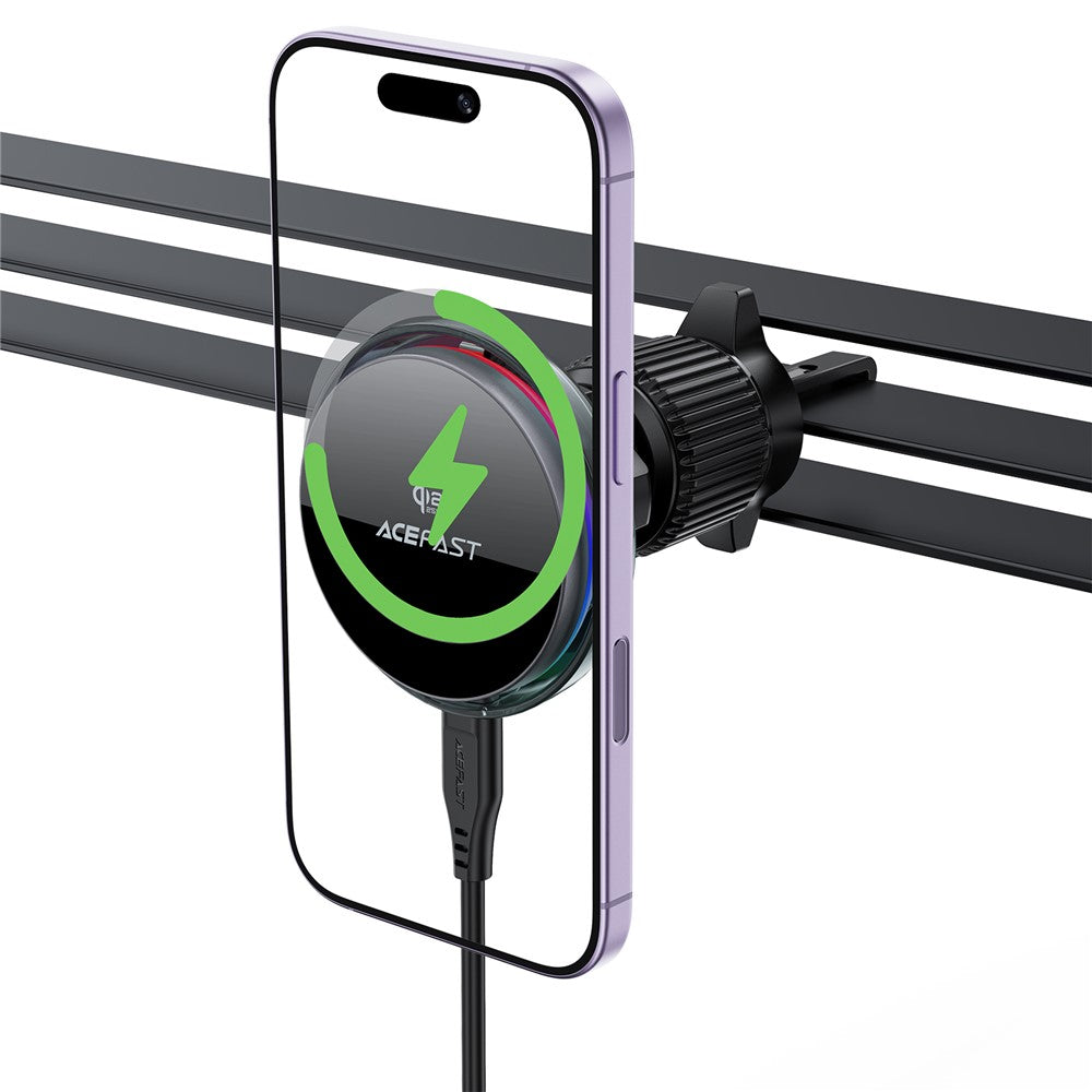 ACEFAST D61 QI2 25W Magnetic Wireless Charging Car Mount Adjustable Car Charging Holder with Cooling Fan