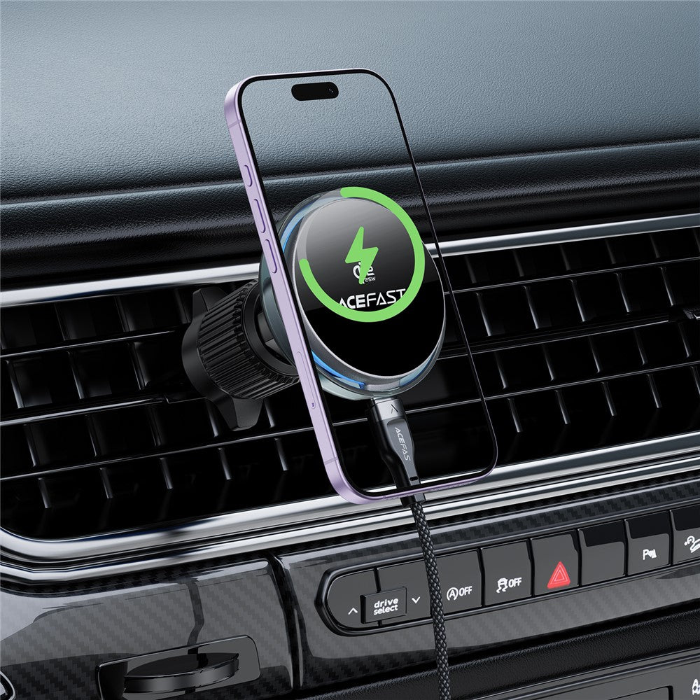 ACEFAST D61 QI2 25W Magnetic Wireless Charging Car Mount Adjustable Car Charging Holder with Cooling Fan