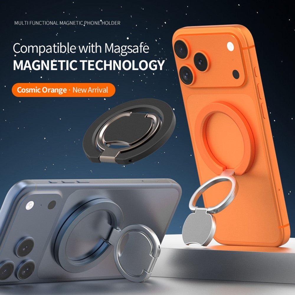 Magnetic Phone Ring Holder Grip with Dual-Side Magnets Triple Folding Zinc Alloy Kickstand