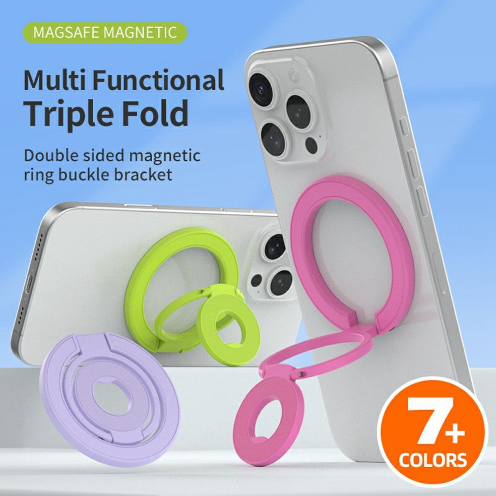 360 Degree Rotation Magnetic Phone Holder Grip Ring Kickstand Foldable Metal Stand