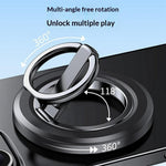 Folding Metal Phone Stand 360 Degree Rotation Damping Gear Ultra Thin Magnetic Ring Holder