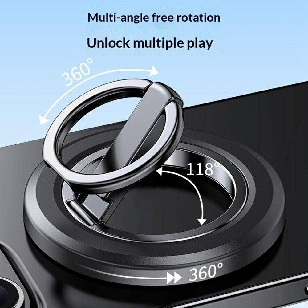Folding Metal Phone Stand 360 Degree Rotation Damping Gear Ultra Thin Magnetic Ring Holder