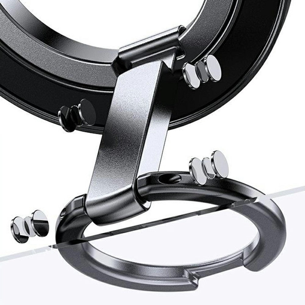 Folding Metal Phone Stand 360 Degree Rotation Damping Gear Ultra Thin Magnetic Ring Holder
