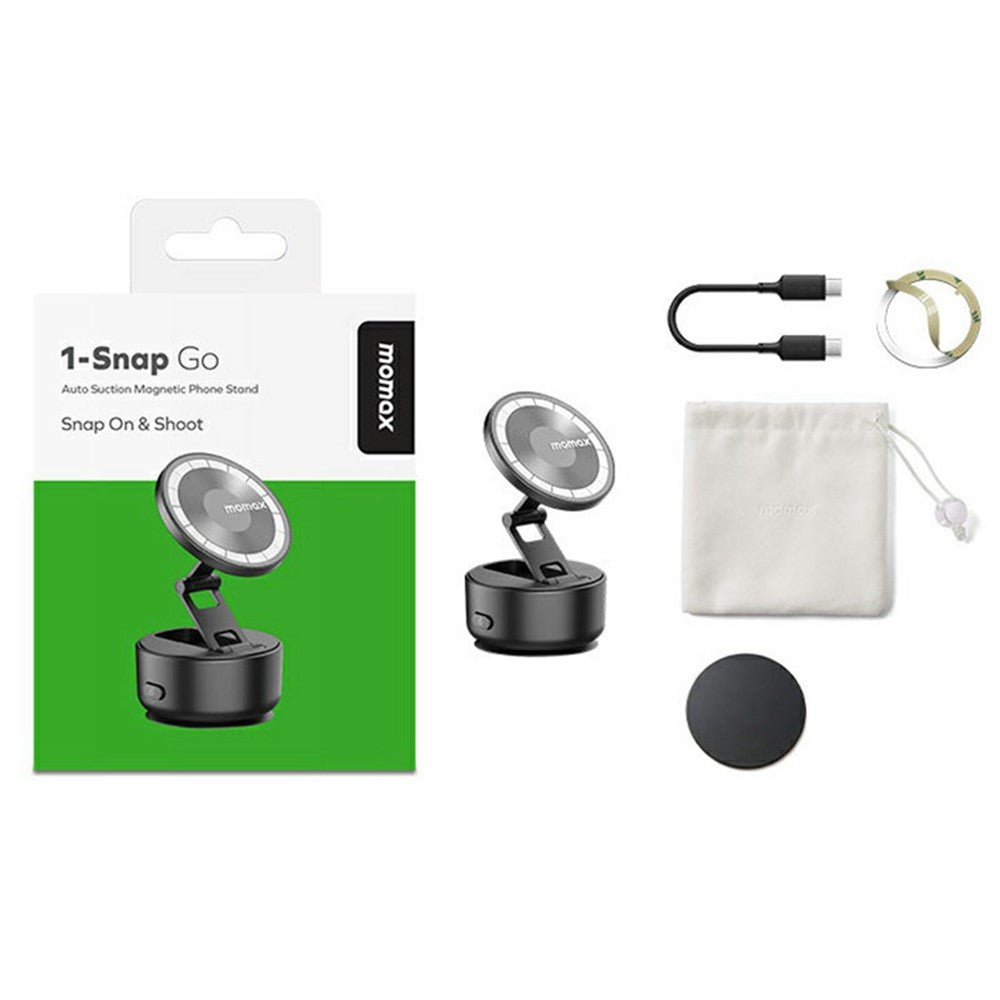 MOMAX KH20 1-Snap Go Electric Magnetic Phone Stand Auto Suction 360° Rotation Tri-Axis Foldable Holder