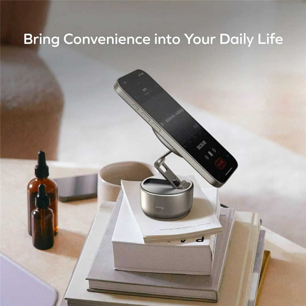 MOMAX KH20 1-Snap Go Electric Magnetic Phone Stand Auto Suction 360° Rotation Tri-Axis Foldable Holder