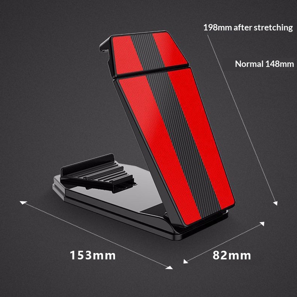 HS290 Stretchable Phone Holder for Car Dashboard Carbon Fiber Texture PU Leather Tablet Bracket
