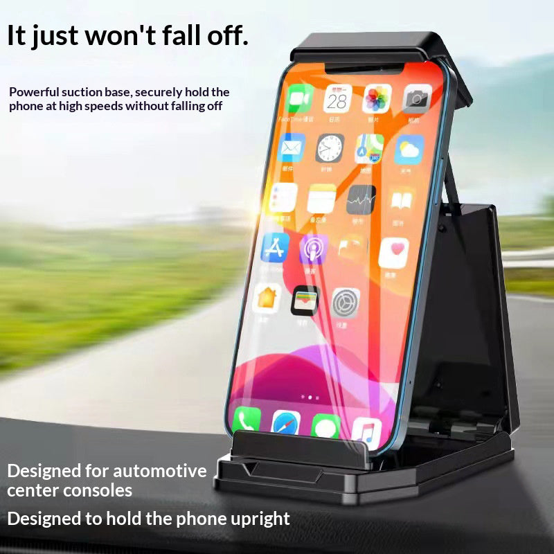 HS290 Stretchable Phone Holder for Car Dashboard Carbon Fiber Texture PU Leather Tablet Bracket