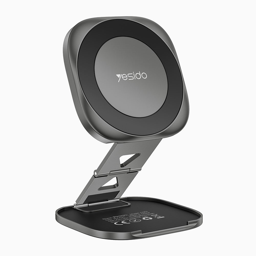 YESIDO C301 Foldable Desktop Magnetic Phone Holder 3-Stage Damping Hinge Travel Stand