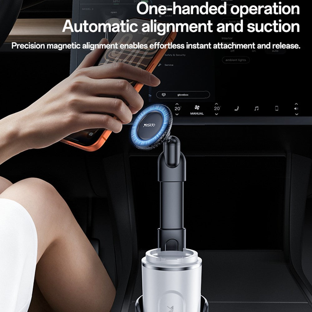 YESIDO C230 Car Cup Holder Phone Mount 360 Degree Rotating Magnetic Cellphone Stand