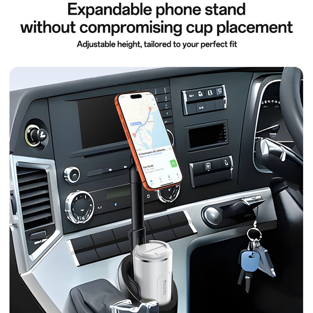 YESIDO C230 Car Cup Holder Phone Mount 360 Degree Rotating Magnetic Cellphone Stand