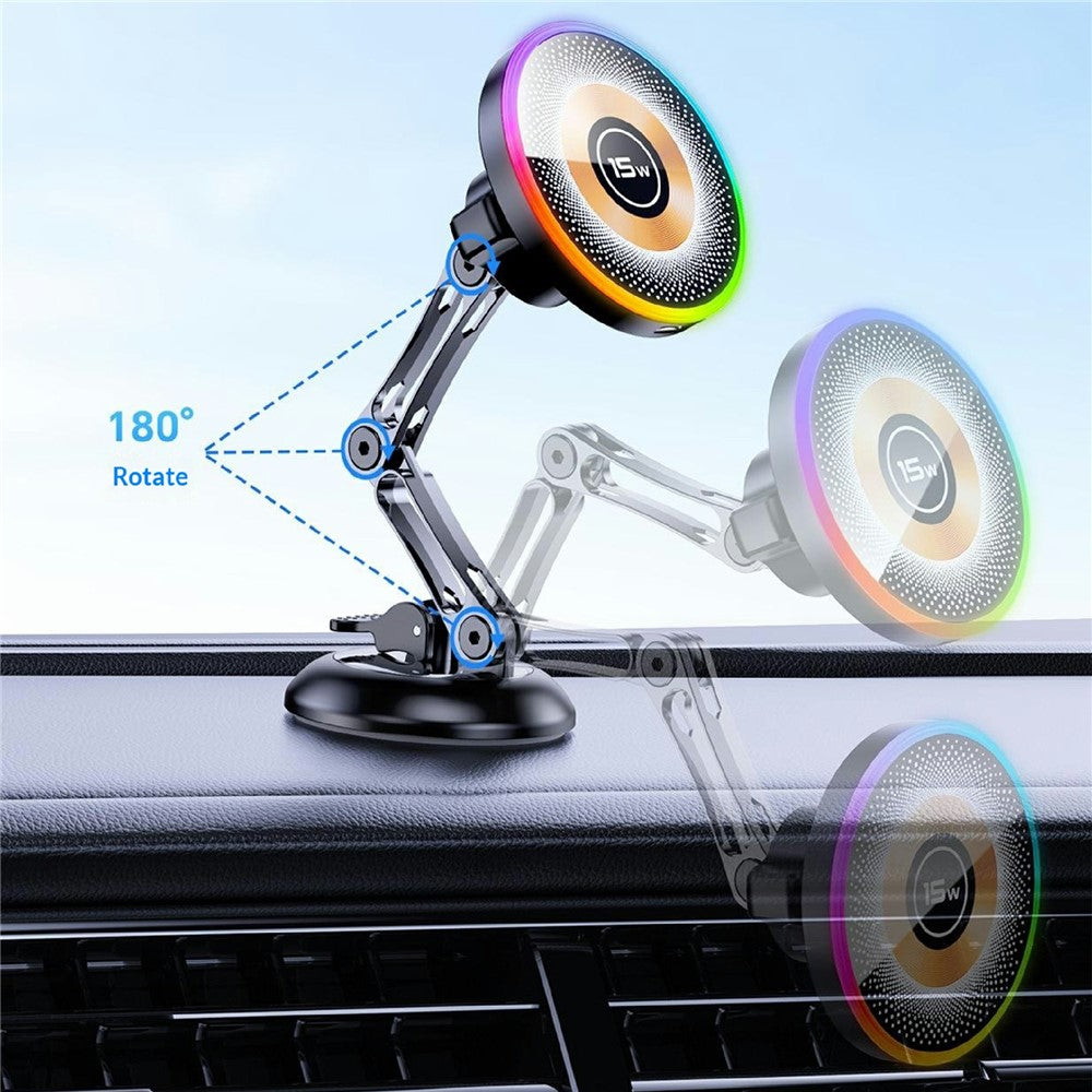 AKD255 15W Wireless Charging Car Mount Magnetic Phone Holder Stand for Dashboard Windshield
