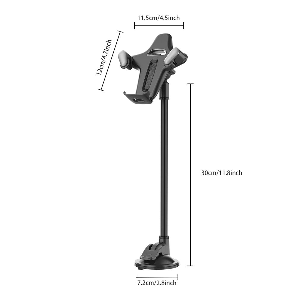 X034 svanehalsbeslag til bil, sugekopsholder til forrude og instrumentbræt, fleksibel lang arm, 360 graders justerbar mobilholder til 4,7-7,2" mobiler