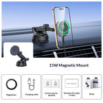YESIDO C321 Suction Cup Mount 15W Wireless Car Charger 360 Degree Rotation Magnetic Phone Holder