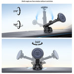 YESIDO C321 Suction Cup Mount 15W Wireless Car Charger 360 Degree Rotation Magnetic Phone Holder