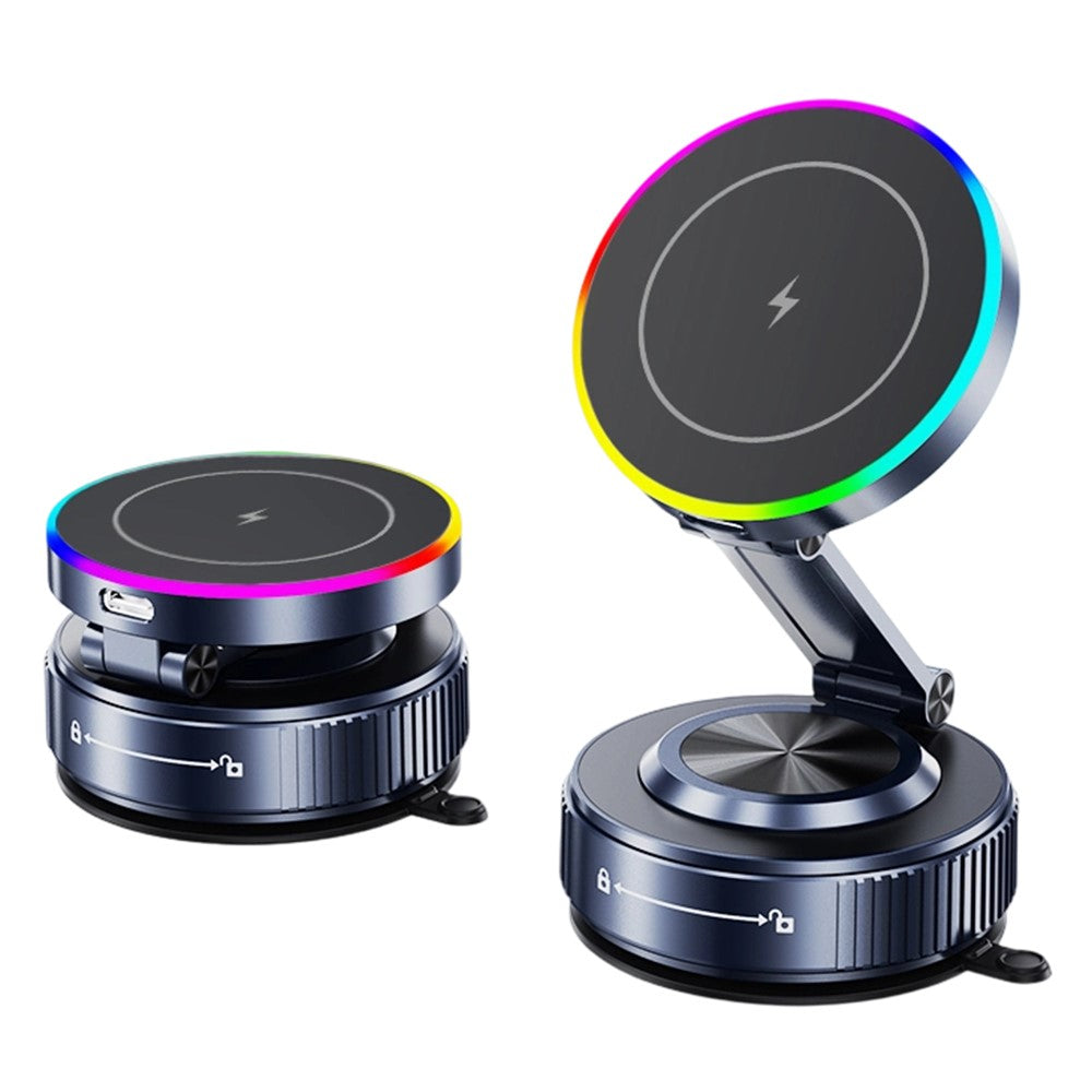K5S magnetisk trådlös billaddare med 360 graders rotation, kompatibel med MagSafe, 15 W snabbladdning, vakuumsugande mobilhållare