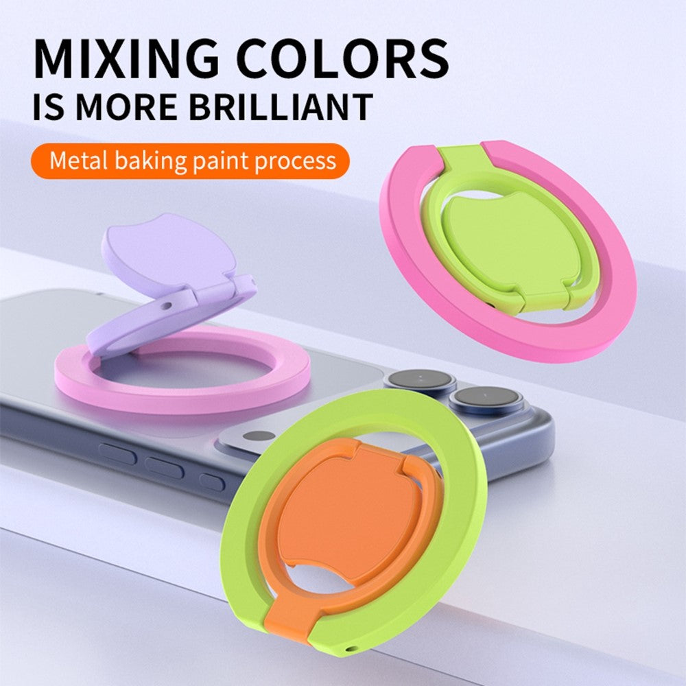 Magnetic Phone Ring Stand Multi-functional Double-sided Foldable Metal Holder with 360° Rotation