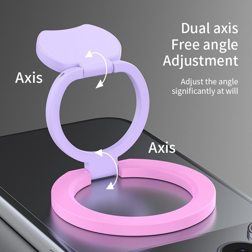 Magnetic Phone Ring Stand Multi-functional Double-sided Foldable Metal Holder with 360° Rotation