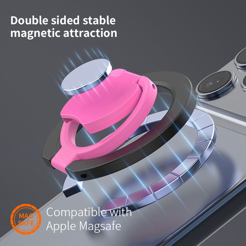 Magnetic Phone Ring Stand Multi-functional Double-sided Foldable Metal Holder with 360° Rotation