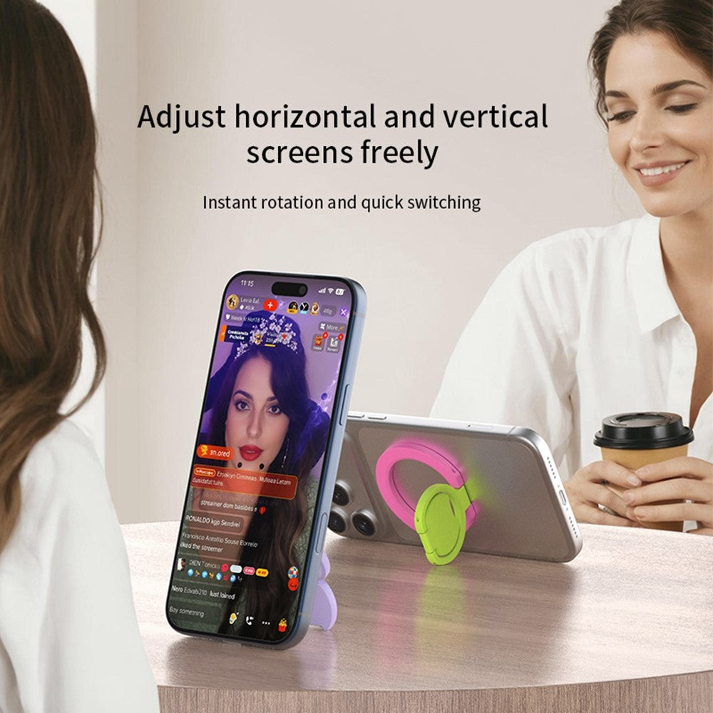 Magnetic Phone Ring Stand Multi-functional Double-sided Foldable Metal Holder with 360° Rotation