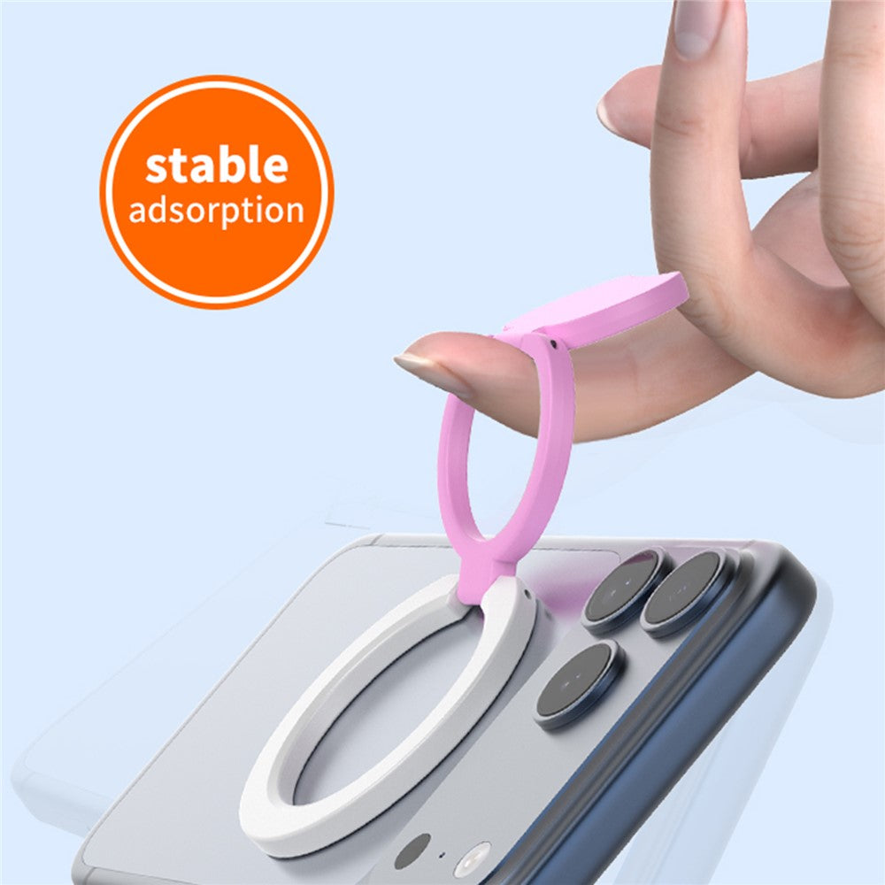 Magnetic Phone Ring Stand Multi-functional Double-sided Foldable Metal Holder with 360° Rotation