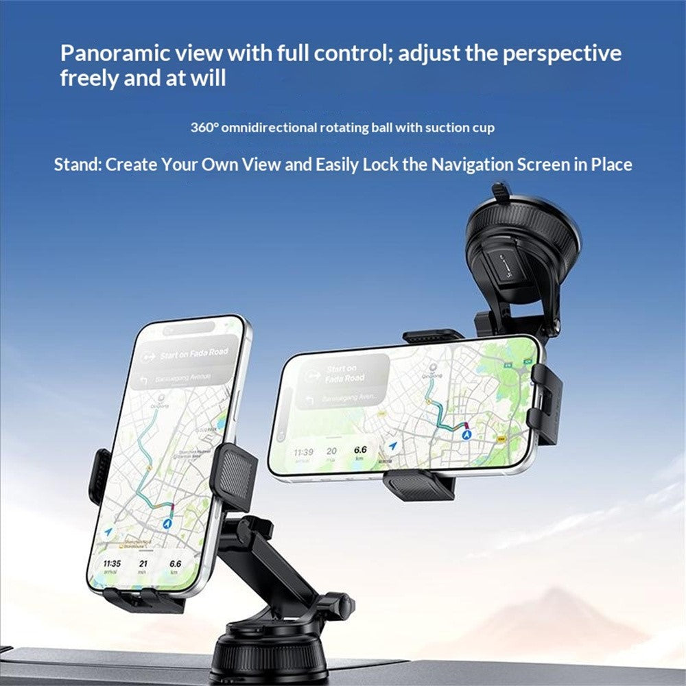 YESIDO C279 360° Rotating Car Phone Holder Suction Cup Mount Dashboard Windshield Stand Adjustable Bracket