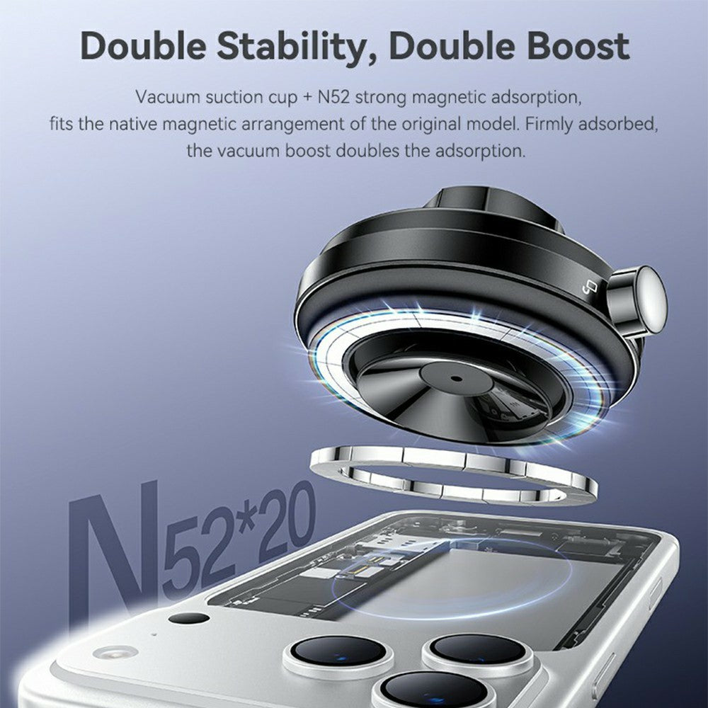 YESIDO C284 2 in 1 Vacuum Suction Magnetic Car Phone Mount 360 Degree Rotation for Dashboard / Windshield