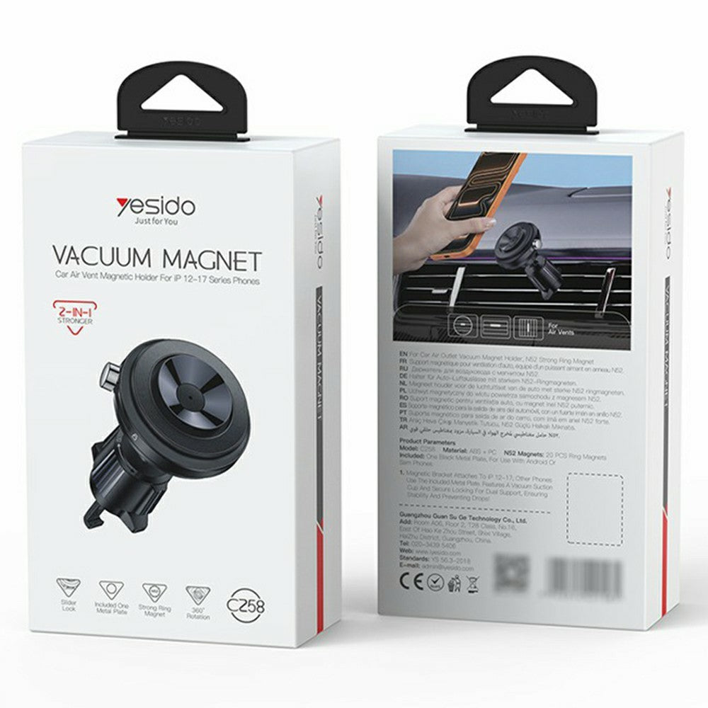YESIDO C258 Magnetisk Dammsugare 2-i-1 Bilventil mobilmontering Mobilmobilfäste