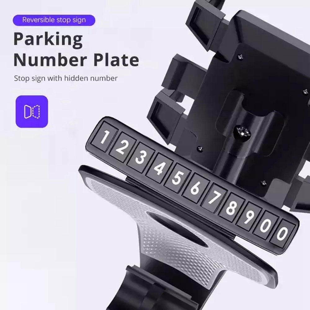 Car Dashboard Phone Stand 360 Degrees Rotation Adjustable GPS Car Clip Holder with Parking Number Plate