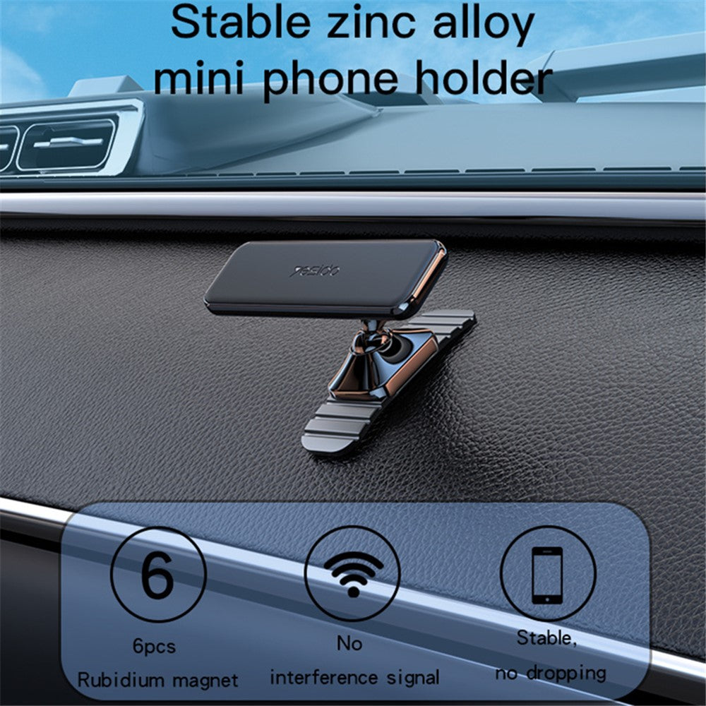 YESIDO C150 360 Degree Rotation Magnetic Absorption Zinc Alloy Car Phone Holder Adhesive Arc Bracket