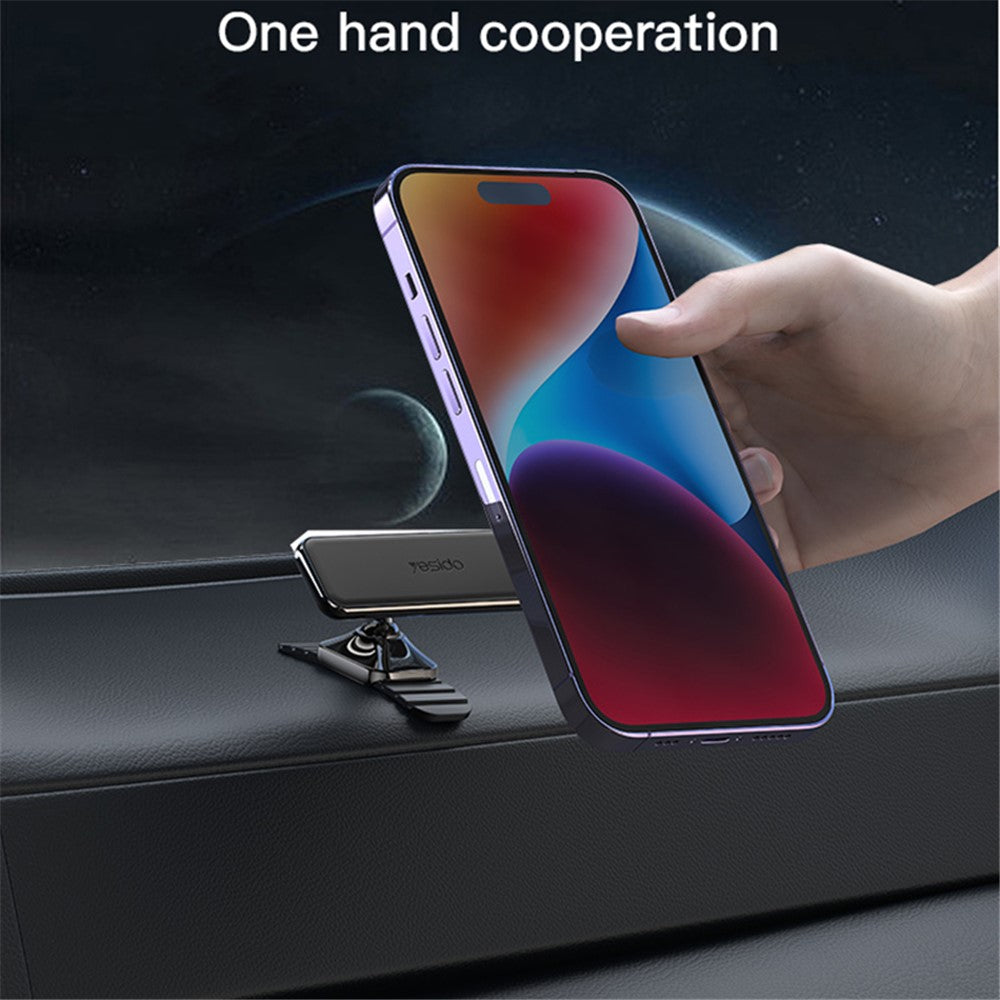 YESIDO C150 360 Degree Rotation Magnetic Absorption Zinc Alloy Car Phone Holder Adhesive Arc Bracket