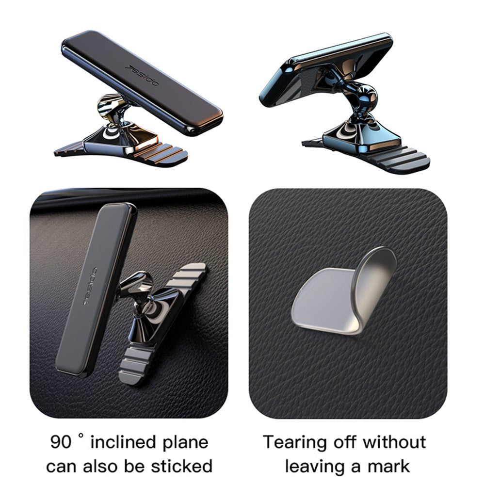 YESIDO C150 360 Degree Rotation Magnetic Absorption Zinc Alloy Car Phone Holder Adhesive Arc Bracket