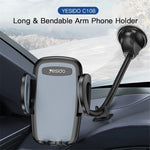 YESIDO C108 40cm Car Bendable Arm Smartphone Bracket Windshield Sucker Mount Cell Phone Holder with Mini Support