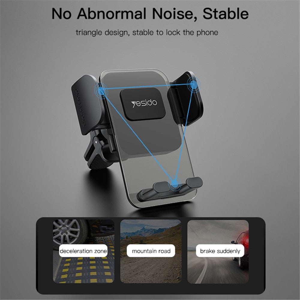 YESIDO C163 Air Outlet Transparent Panel Car Bracket Mobile Phone Holder Stand