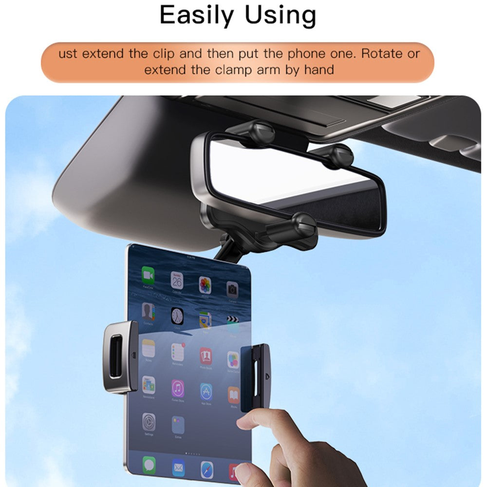 YESIDO C196 Car Rearview Mirror Phone Holder 360 Degrees Rotating ABS Cellphone Bracket