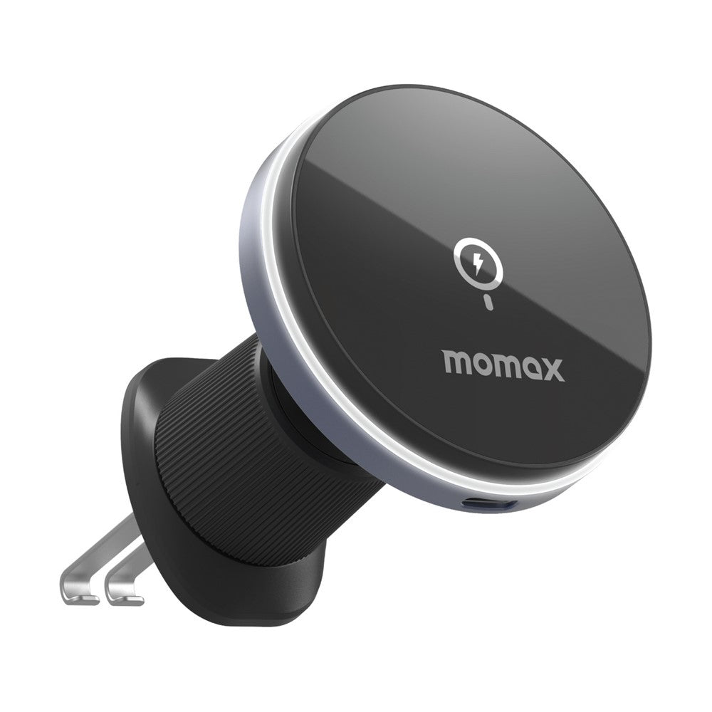 MOMAX Q.MAG MOUNT 5 CM25A magnetisk trådløs biloplader montering luftventil mobilopladerholder (15W mørkegrå)