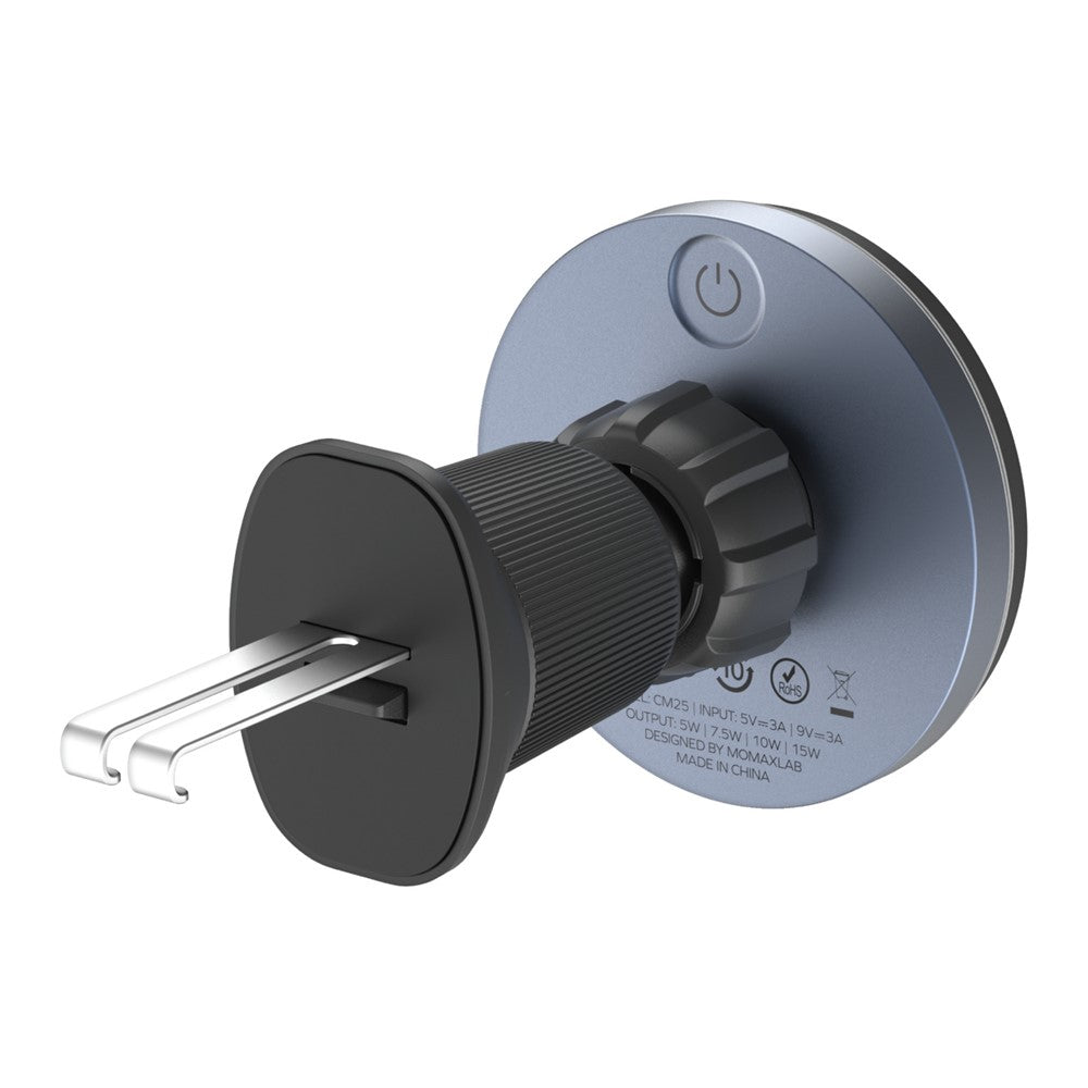 MOMAX Q.MAG MOUNT 5 CM25A magnetisk trådløs biloplader montering luftventil mobilopladerholder (15W mørkegrå)