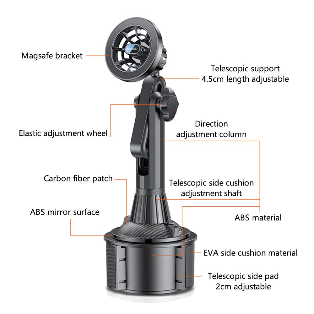 YESIDO C200 For iPhone 12 / 13 / 14 / 15 Car Cup Holder Mount Phone Bracket