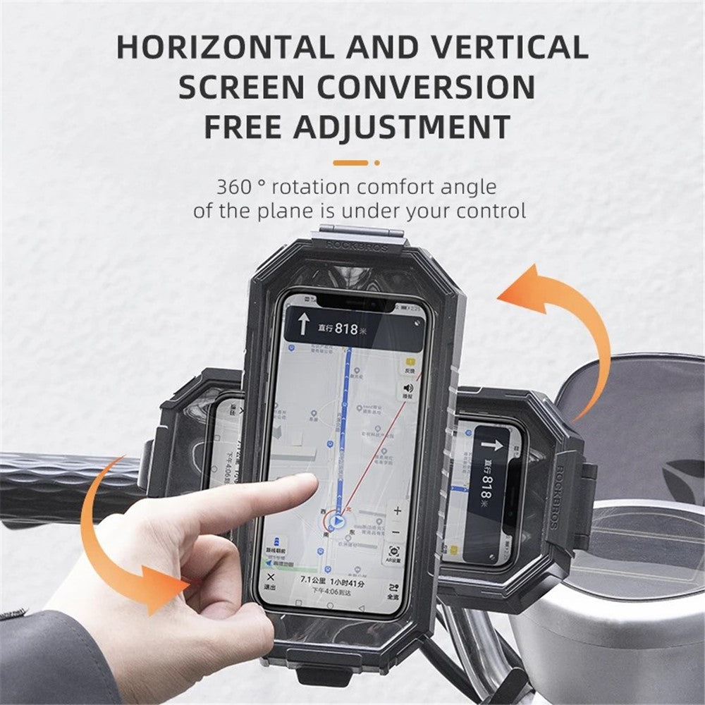 ROCKBROS Rainproof Handlebar E-Bike Mobile Phone Bracket PET Touch Screen Bike Phone Holder