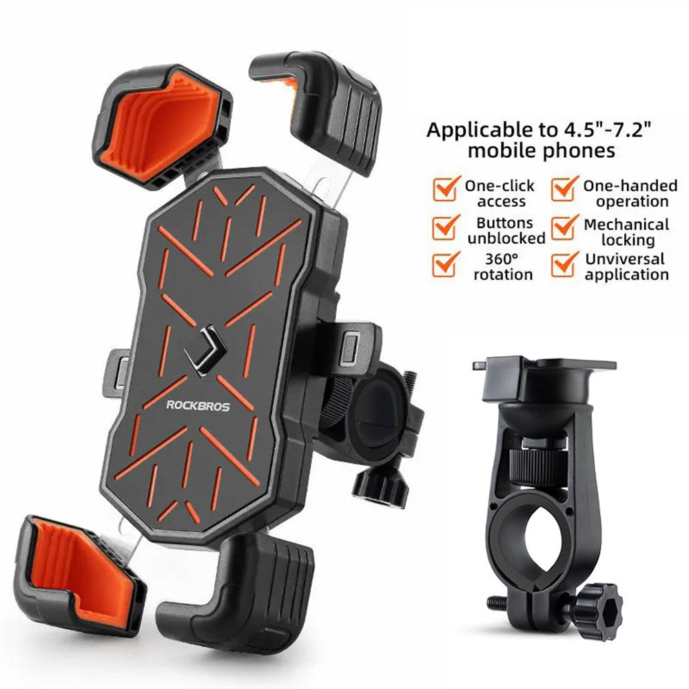 ROCKBROS HW-117 E-Bike Cell Phone Holder Motorcycle Bicycle Quick-Release Phone Bracket for 4.5"-7.2" Devices