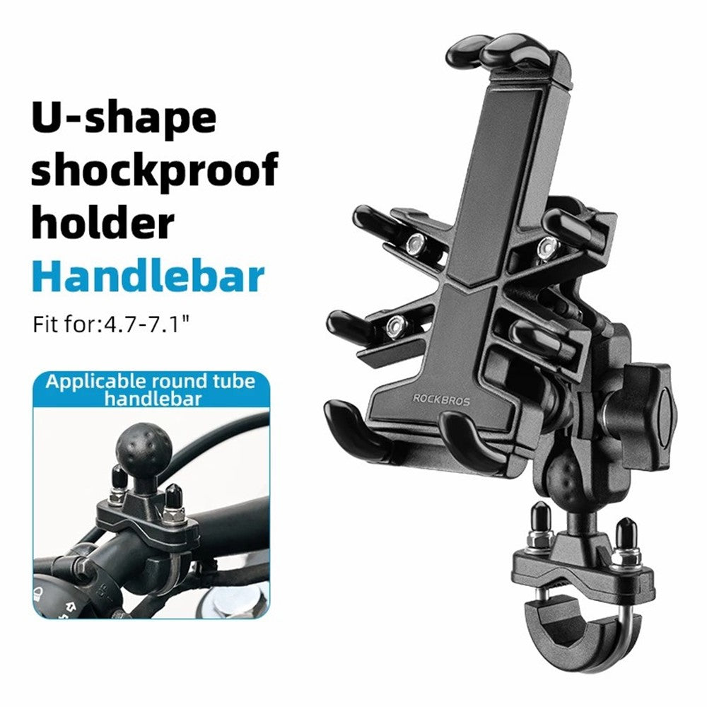 ROCKBROS 25210024 Motorcycle Cell Phone Holder Shockproof E-Bike Phone Mount for Bicycle Navigation