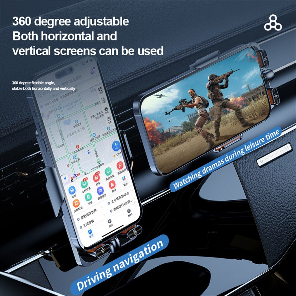 F18 Car Wireless Charger Infrared Sensor Aluminum Alloy+PC Phone Charging Bracket with 2 Magnetic Plugs