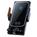 F18 Car Wireless Charger Infrared Sensor Aluminum Alloy+PC Phone Charging Bracket with 2 Magnetic Plugs