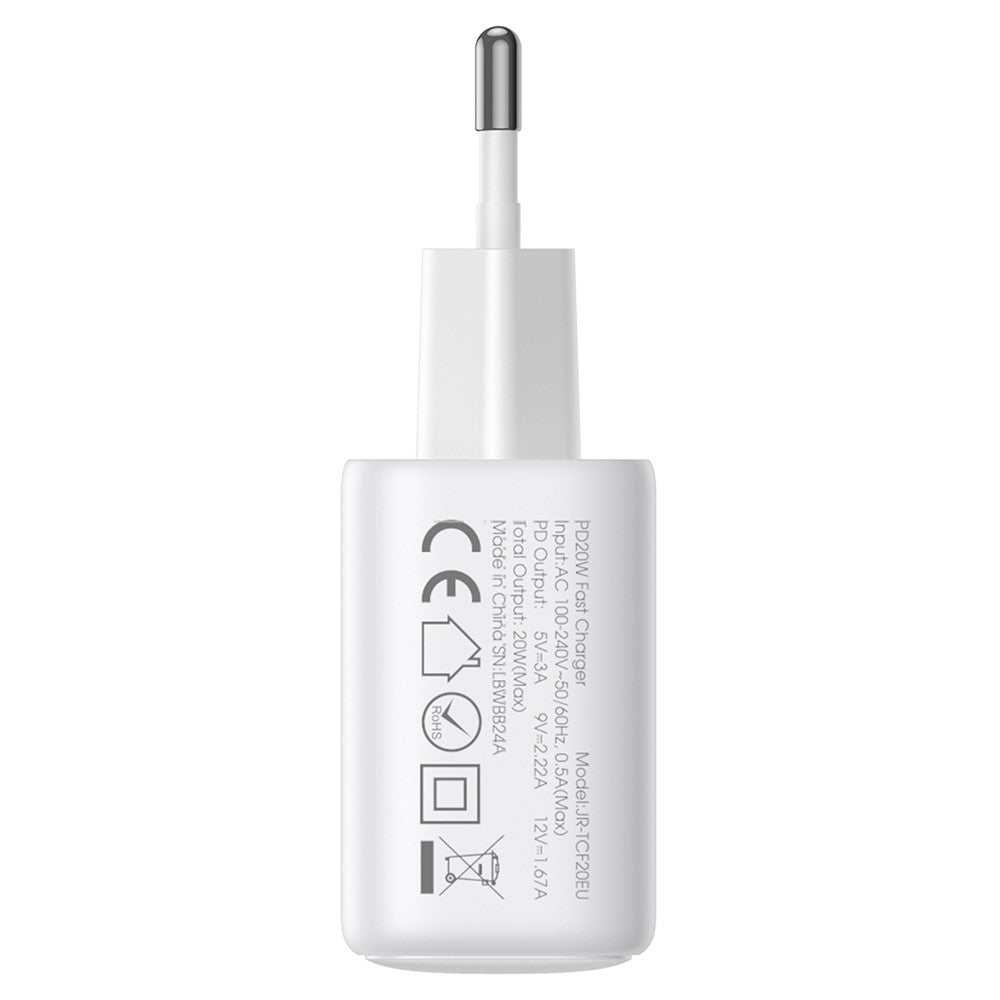 JOYROOM JR-TCF20 EU Stik PD 20W Hurtigoplader Type-C Opladeradapter til iPhone 16-15 Serier