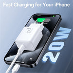 JOYROOM JR-TCF20 Mini PD 20W Quick Charger Travel Power Plug Adapter with Type-C to 8-Pin Cable, EU Plug