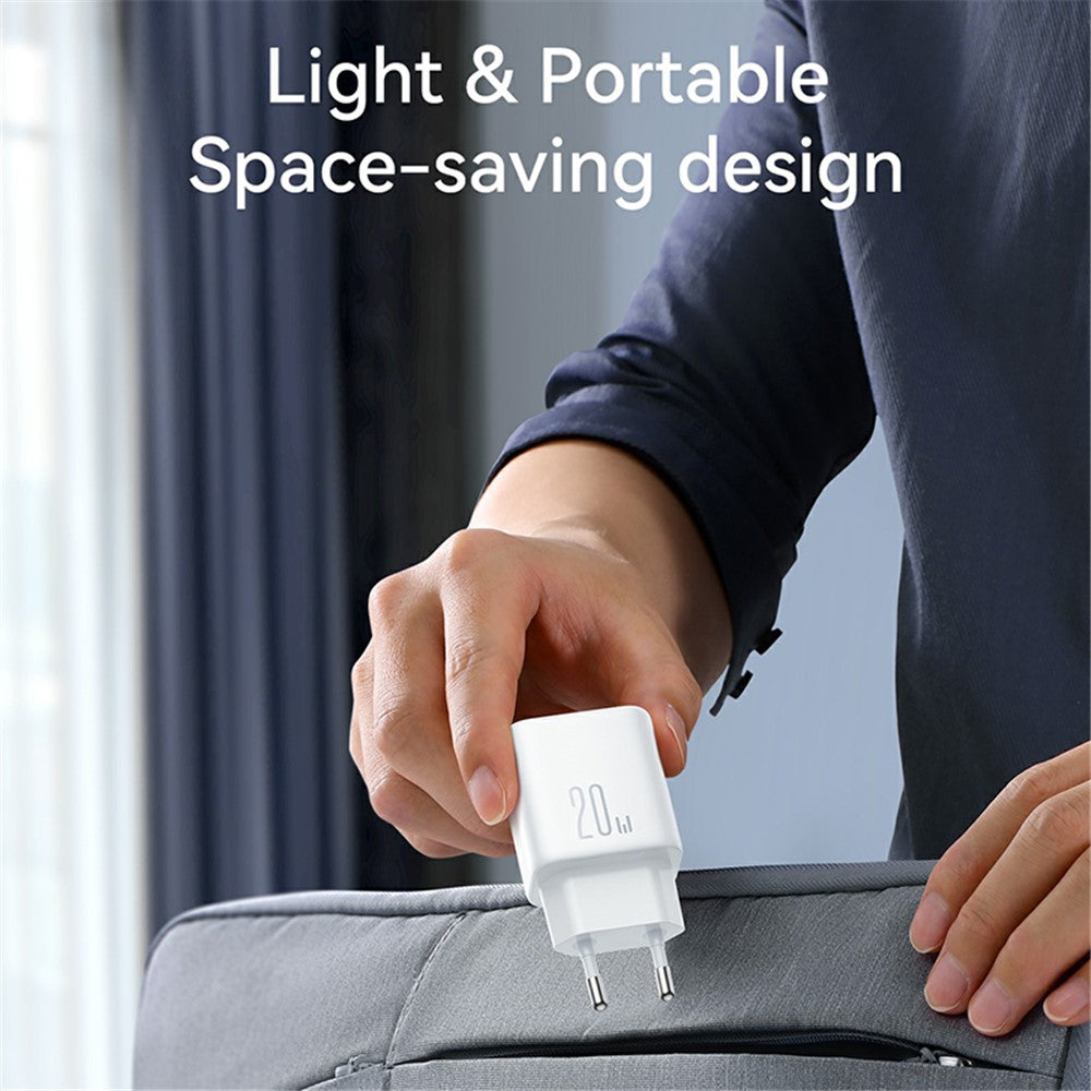 JOYROOM JR-TCF20 Mini PD 20W Quick Charger Rejsestrømpropadapter med Type-C til 8-bens kabel, EU-stik