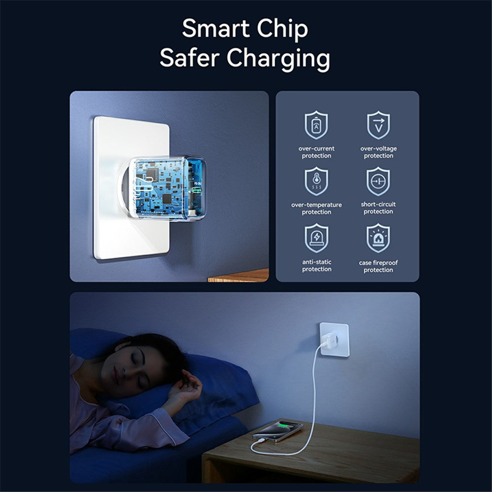 JOYROOM JR-TCF20 Mini PD 20W Quick Charger Rejsestrømpropadapter med Type-C til 8-bens kabel, EU-stik