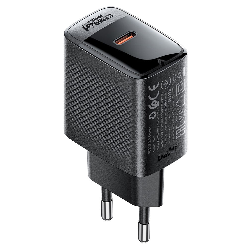 ACEFAST A102 GaN-nätadapter PD 30W enkel typ-C-väggladdare för mobil, EU-kontakt