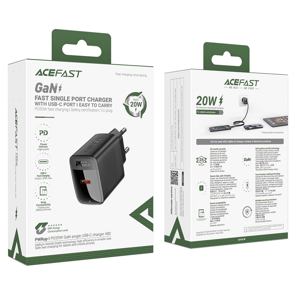 ACEFAST A82 PD 20W GaN Power Adapter Single USB-C Phone Charger