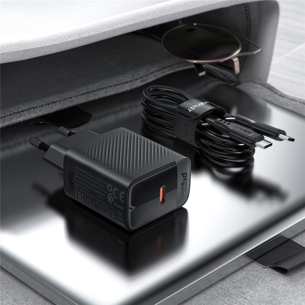 ACEFAST A82 PD 20W GaN Single USB-C Charger Set (P5) with 1.2m Type-C to Type-C Cable (EU Plug)