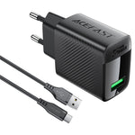ACEFAST A90 GaN Vægoplader QC 18W Enkel USB-A Strømadapter med Type-C Kabel